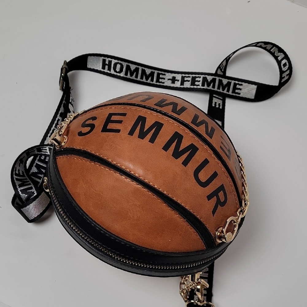Basketball Crossbody Bag Brown Black Sporty Streetwear Purse Y2K Aesthetic